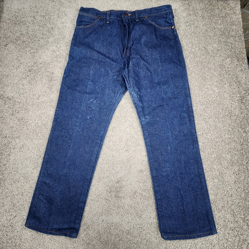 Vtg Wrangler Jeans Mens 38x29 13MWZ Cowboy Cut Blue Western Rodeo‎ 90s Raw Brut